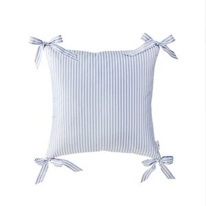 Caitlin Wilson SET OF 2 Noelle Bow Pillow in French Blue stripe pillow covers